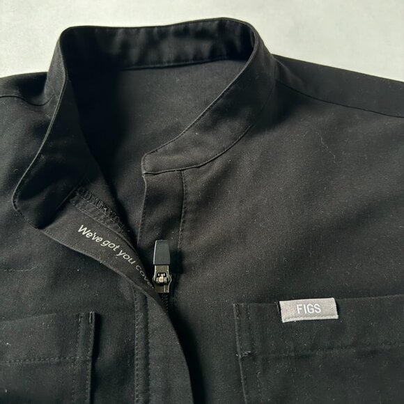 Figs Womens S Black Rafaella One Piece Cargo Jumpsuit Scrubs Medical Front Zip - Picture 6 of 9